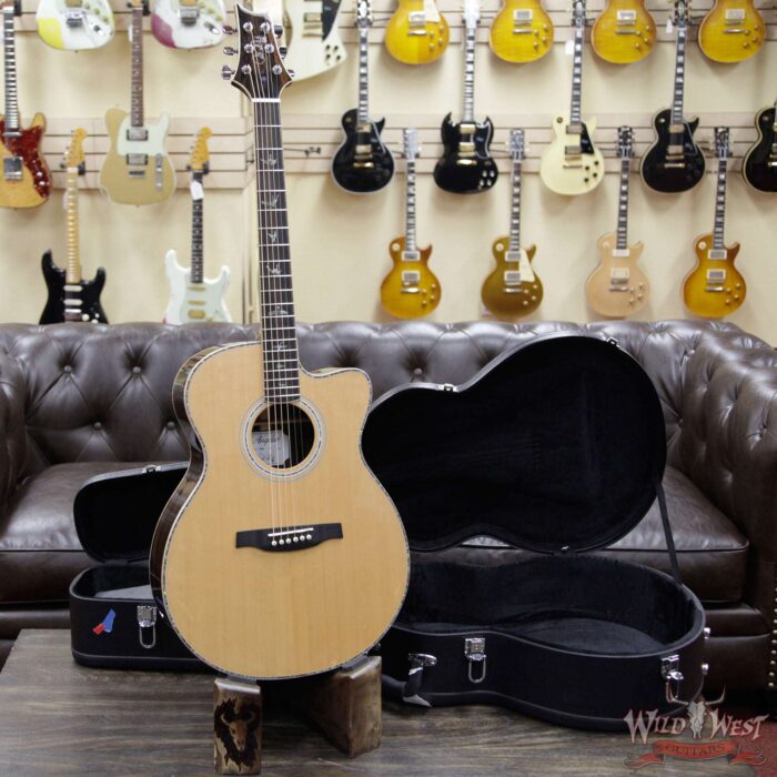 PRS SE A60E Cutaway Electric-Acoustic Guitar Sitka Spruce Top with Ziricote Back & Side Ebony Fingerboard - Image 10