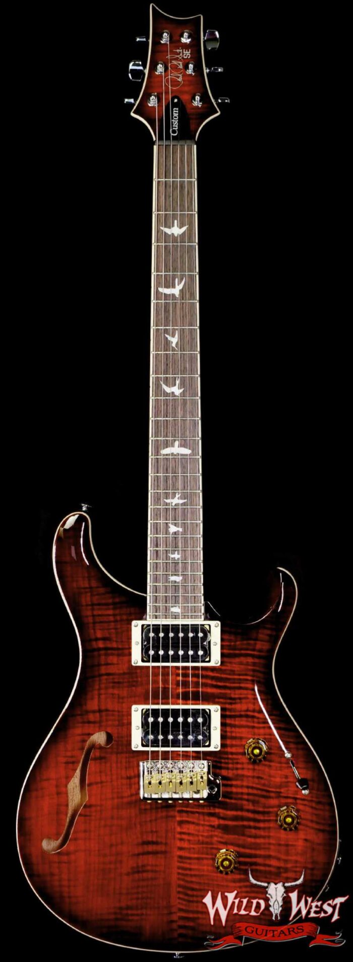 Paul Reed Smith PRS SE Custom 24 Semi-Hollow Piezo Orange Tiger Smokeburst 7.30 LBS - Image 1