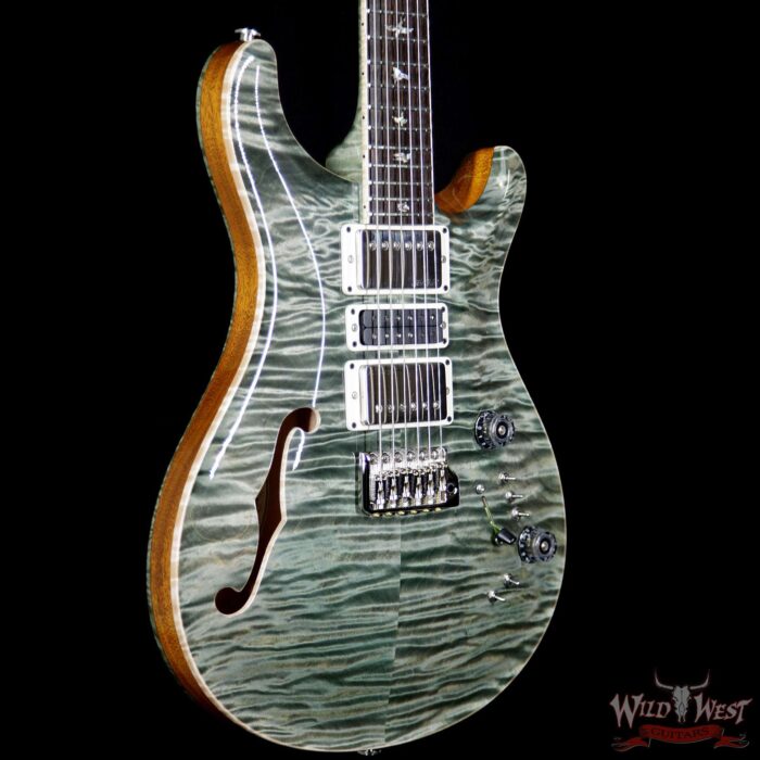 PRS Private Stock PS6907 John Mayer Super Eagle II Semi-Hollow Flame Maple Top and Neck Hemp Green - Image 4