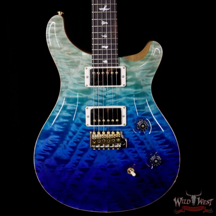 PRS Wood Library 10 Top Custom 24 Fatback Quilt Top Flame Neck Korina Brazilian Rosewood Board Blue Fade - Image 3