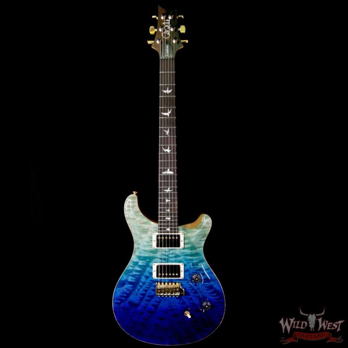 PRS Wood Library 10 Top Custom 24 Fatback Quilt Top Flame Neck Korina Brazilian Rosewood Board Blue Fade - Image 5