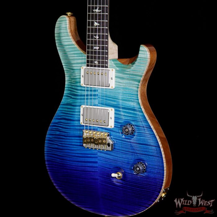 PRS Wood Library Artist Package Custom 24 Fatback Flame Maple Neck African Blackwood Board Blue Fade - Image 2