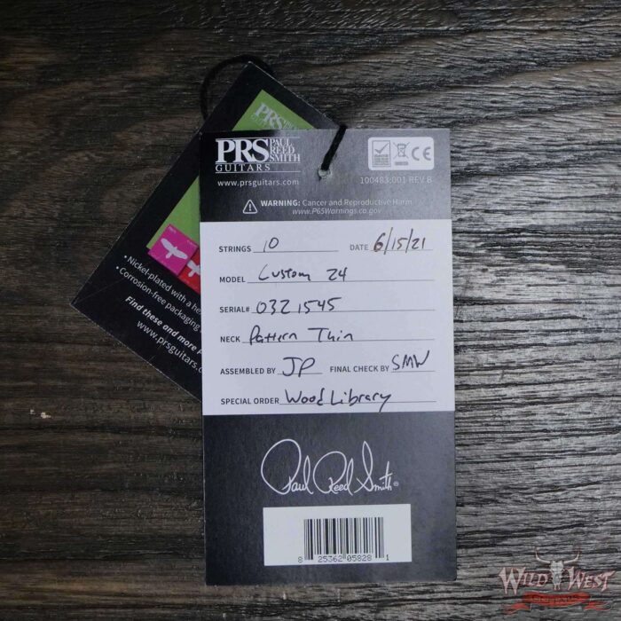 Paul Reed Smith Wood Library 10 Top Swamp Ash Custom 24 Roasted Maple Neck Cocobolo Board Gray Black Fade - Image 12