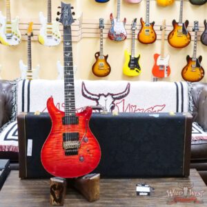 Paul Reed Smith PRS Wood Library 10 Top Custom 24 Floyd Rose Ebony Fingerboard Stained Flame Maple Neck Blood Orange - Image 6