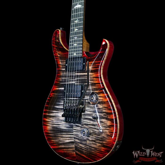 Paul Reed Smith PRS Wood Library 10 Top Custom 24 Floyd Rose Ebony Fingerboard Roasted Flame Maple Neck Charcoal Cherry Burst - Image 2