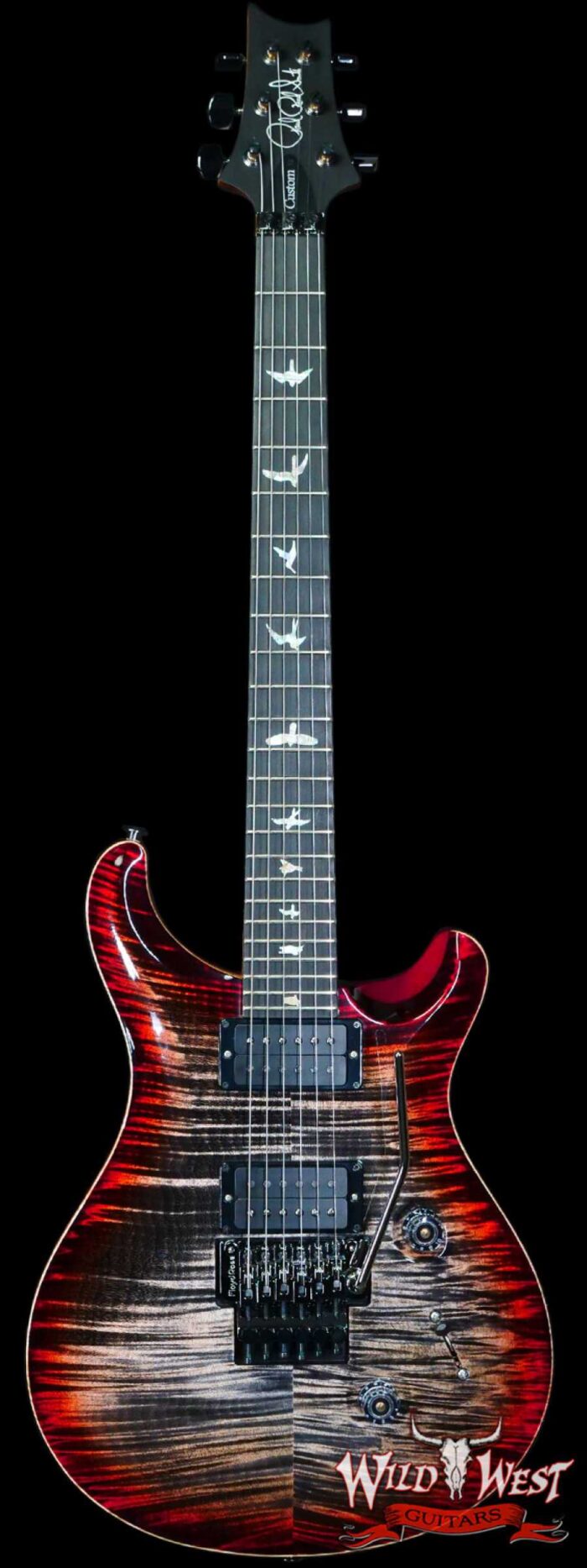 Paul Reed Smith PRS Wood Library 10 Top Custom 24 Floyd Rose Ebony Fingerboard Roasted Flame Maple Neck Charcoal Cherry Burst - Image 1