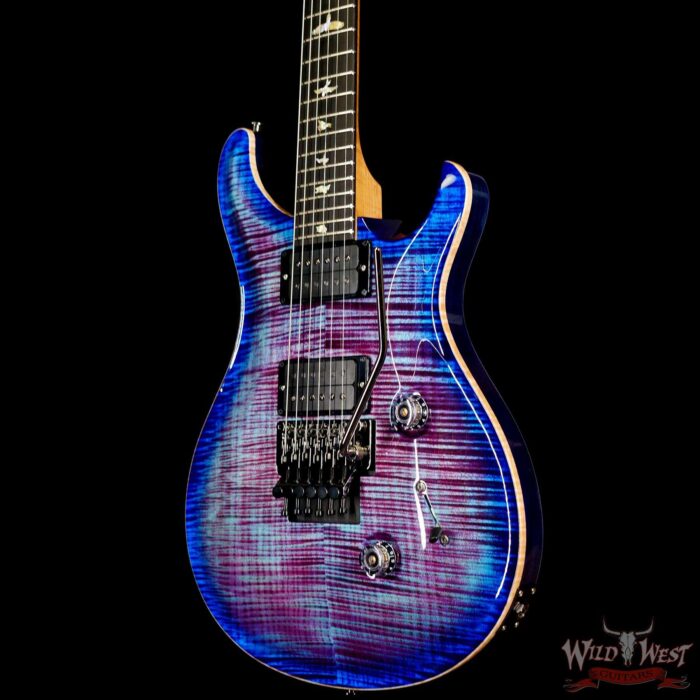 Paul Reed Smith PRS Wood Library 10 Top Custom 24 Floyd Rose Ebony Fingerboard Roasted Flame Maple Neck Violet Blue Burst - Image 2
