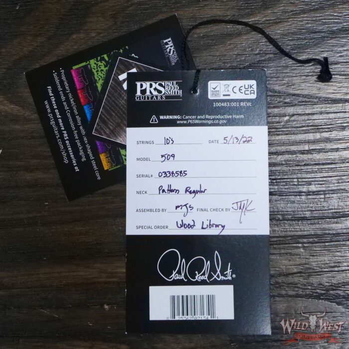 Paul Reed Smith PRS Wood Library 10 Top Swamp Ash 509 Flame Maple Neck Brazilian Rosewood Violet Blue Burst - Image 12