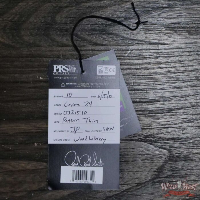 Paul Reed Smith PRS Wood Library 10 Top Custom 24 Pattern Thin Flame Maple Neck Brazilian Rosewood Board Violet Blue Burst - Image 12
