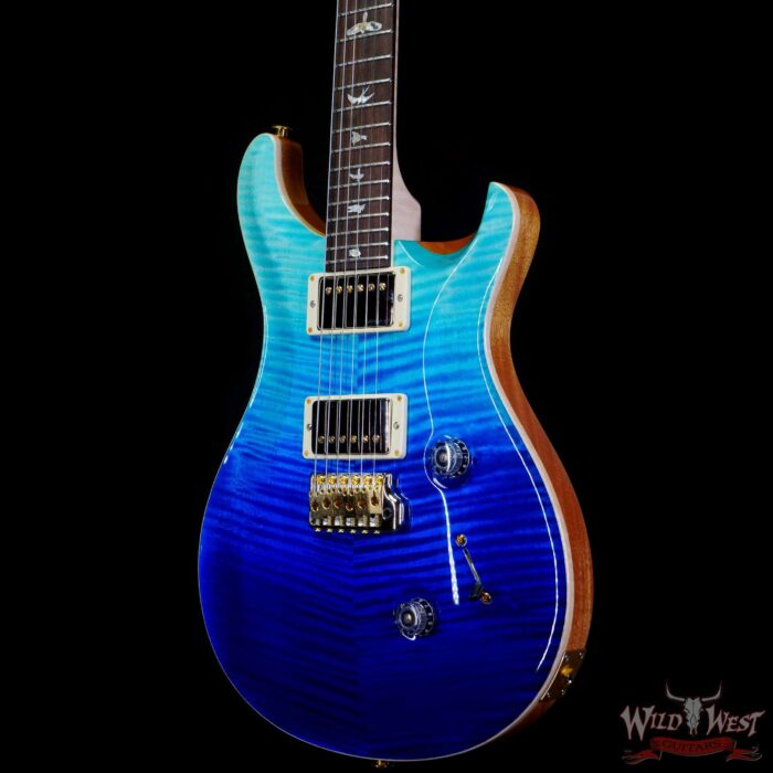 Paul Reed Smith PRS Wood Library 10 Top Custom 24 Flame Maple Neck Brazilian Rosewood Board Blue Fade - Image 2