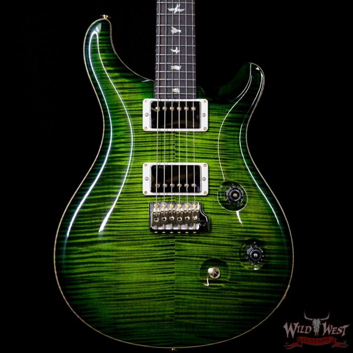 PRS Wood Library 10 Top Custom 24 Flame Maple Top Brazilian Rosewood Fingerboard Jade Burst - Image 3