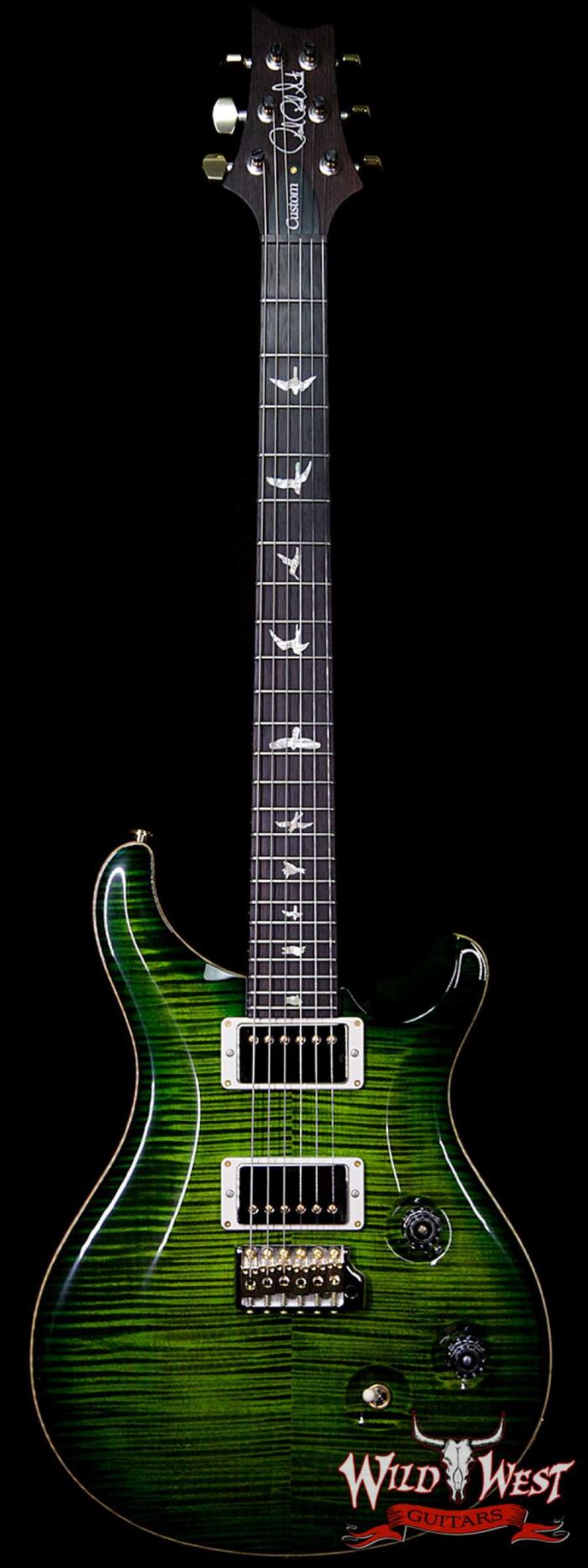 PRS Wood Library 10 Top Custom 24 Flame Maple Top Brazilian Rosewood Fingerboard Jade Burst - Image 1