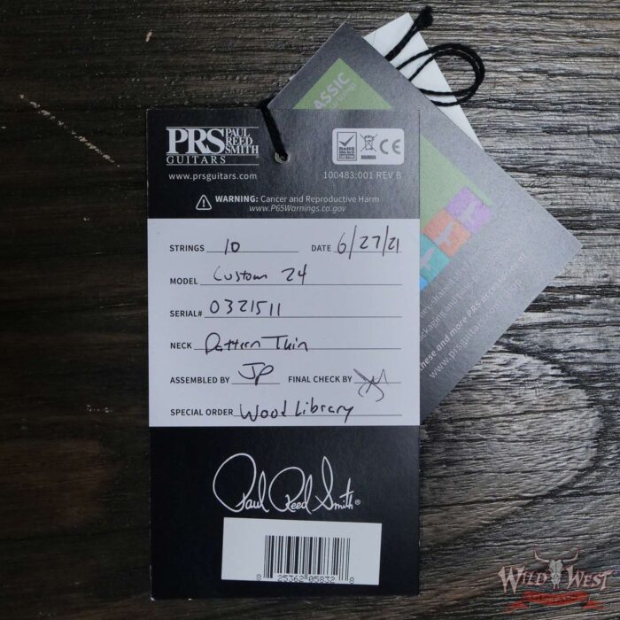 Paul Reed Smith Wood Library 10 Top Custom 24 Pattern Thin Flame Maple Neck Brazilian Rosewood Board Copperhead - Image 12