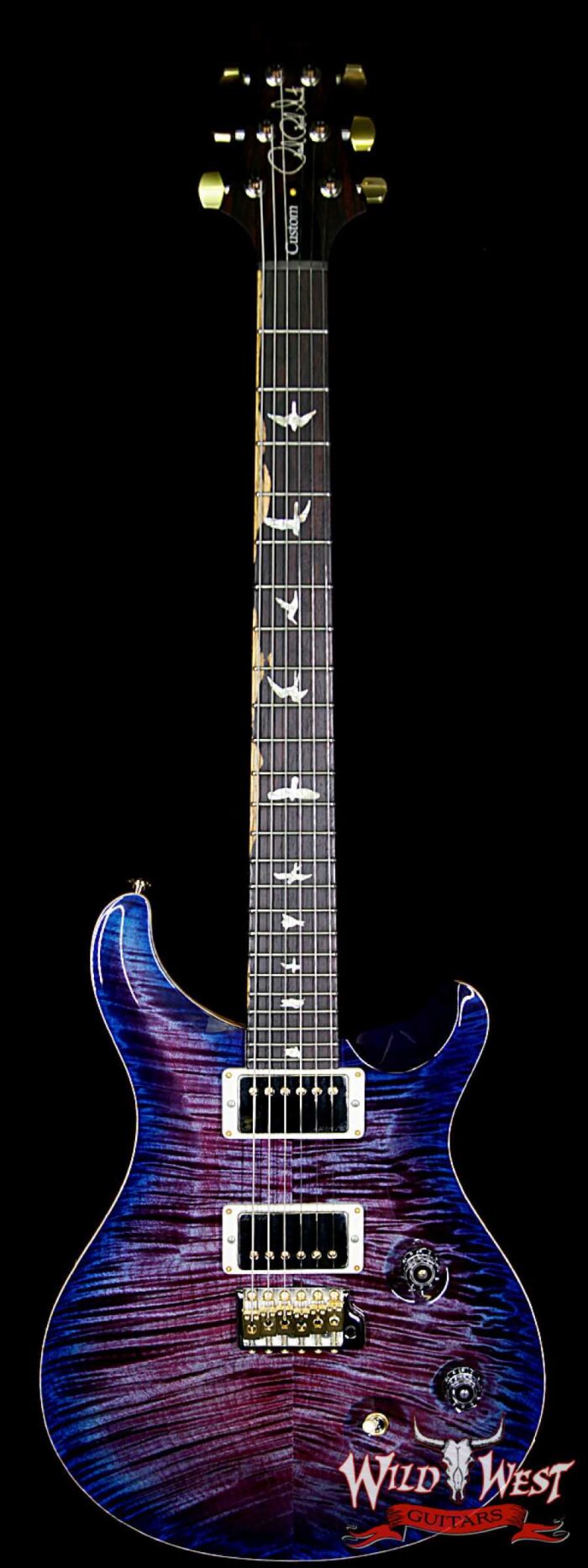 PRS Wood Library 10 Top Custom 24 Flame Maple Top Korina Neck with Cocobolo Board Violet Blue Burst - Image 1