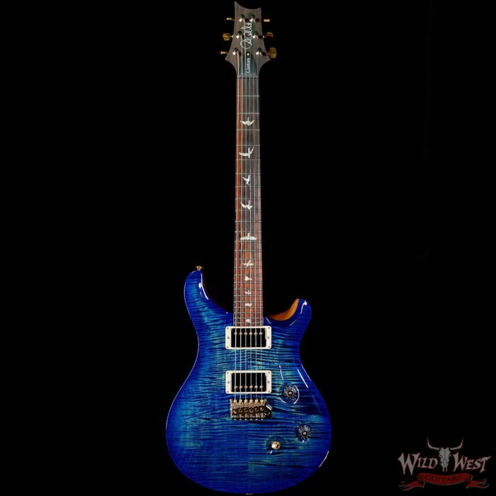Paul Reed Smith Wood Library 10 Top Custom 24 Pattern Thin Flame Maple Neck Brazilian Rosewood Board River Blue Burst - Image 3