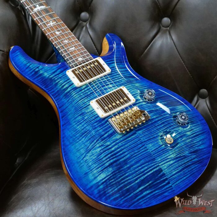 Paul Reed Smith Wood Library 10 Top Custom 24 Pattern Thin Flame Maple Neck Brazilian Rosewood Board River Blue Burst - Image 8