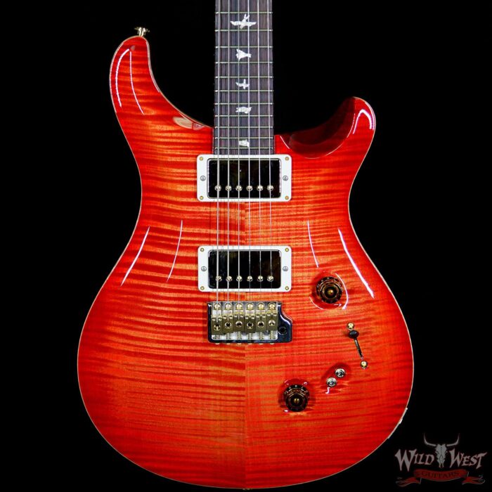 PRS Wood Library 10 Top Custom 24-08 Flame Maple Top Cocobolo Fingerboard Blood Orange - Image 3
