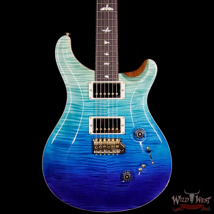PRS Wood Library 10 Top Custom 24-08 Flame Maple Top Cocobolo Fingerboard Blue Fade - Image 3