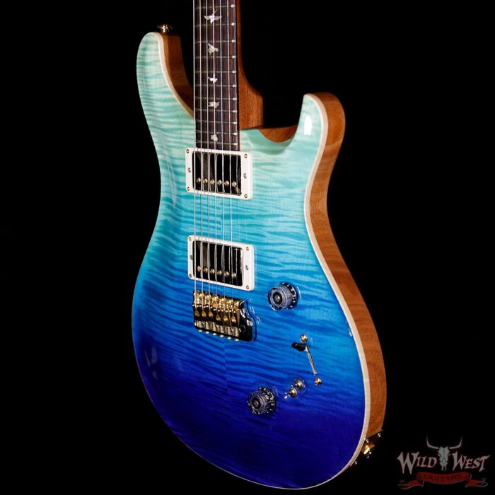 PRS Wood Library 10 Top Custom 24-08 Flame Maple Top Cocobolo Fingerboard Blue Fade - Image 2