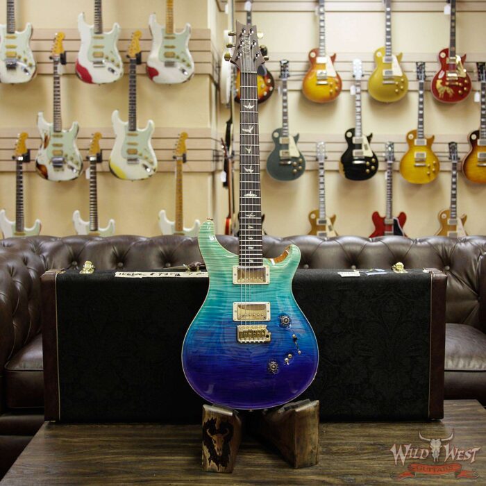 PRS Wood Library 10 Top Custom 24-08 Flame Maple Top Cocobolo Fingerboard Blue Fade - Image 11