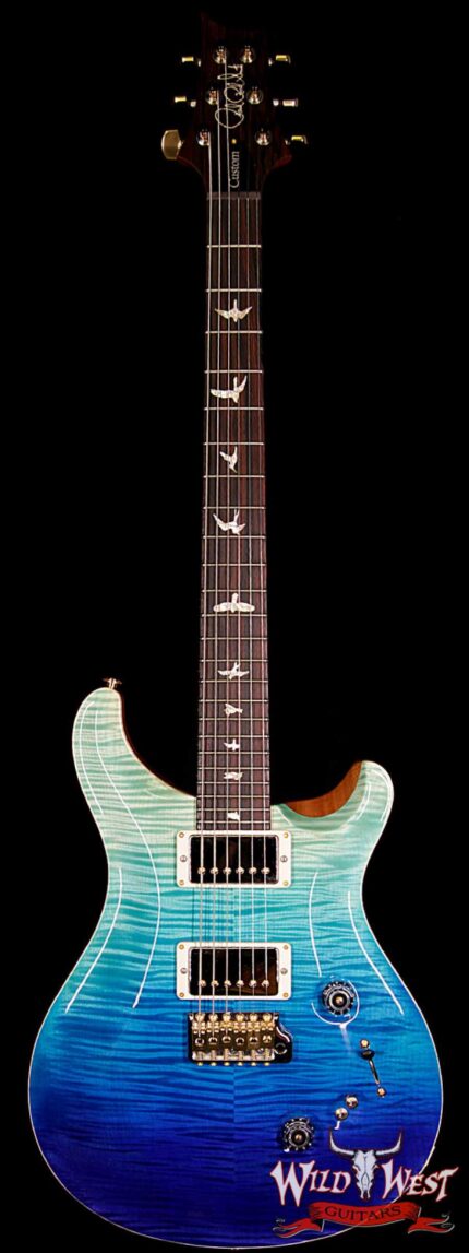 PRS Wood Library 10 Top Custom 24-08 Flame Maple Top Cocobolo Fingerboard Blue Fade