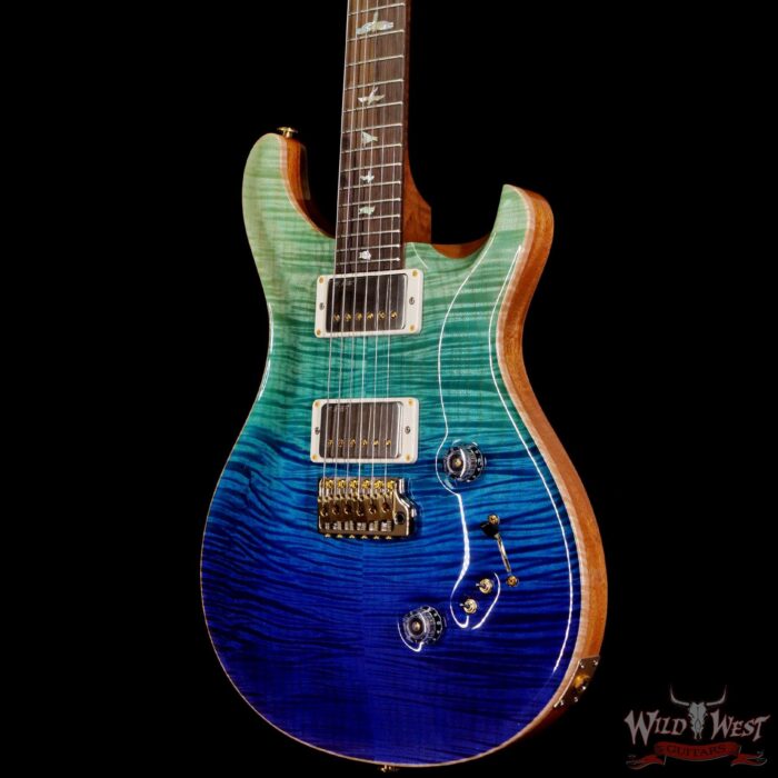 Paul Reed Smith Wood Library 10 Top Custom 24-08 Roasted Flame Maple Neck Brazilian Rosewood Board Blue Fade - Image 2
