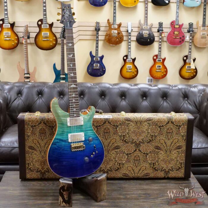 Paul Reed Smith Wood Library 10 Top Custom 24-08 Roasted Flame Maple Neck Brazilian Rosewood Board Blue Fade - Image 6