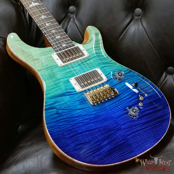 Paul Reed Smith Wood Library 10 Top Custom 24-08 Roasted Flame Maple Neck Brazilian Rosewood Board Blue Fade - Image 8