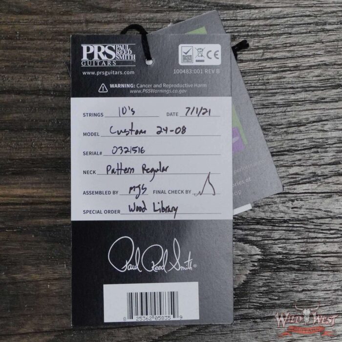 Paul Reed Smith Wood Library 10 Top Custom 24-08 Roasted Flame Maple Neck Brazilian Rosewood Board Blue Fade - Image 12