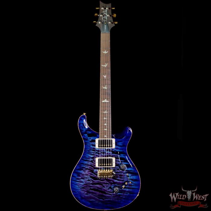 Paul Reed Smith Wood Library 10 Top Custom 24-08 1-Piece Quilt Top Roasted Flame Maple Neck Brazilian Rosewood Board Violet Blue Burst - Image 3