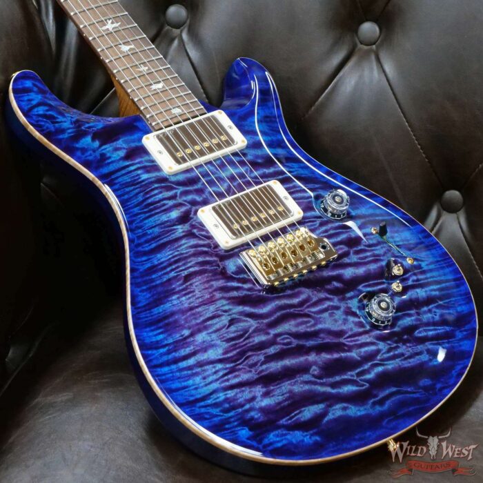 Paul Reed Smith Wood Library 10 Top Custom 24-08 1-Piece Quilt Top Roasted Flame Maple Neck Brazilian Rosewood Board Violet Blue Burst - Image 8