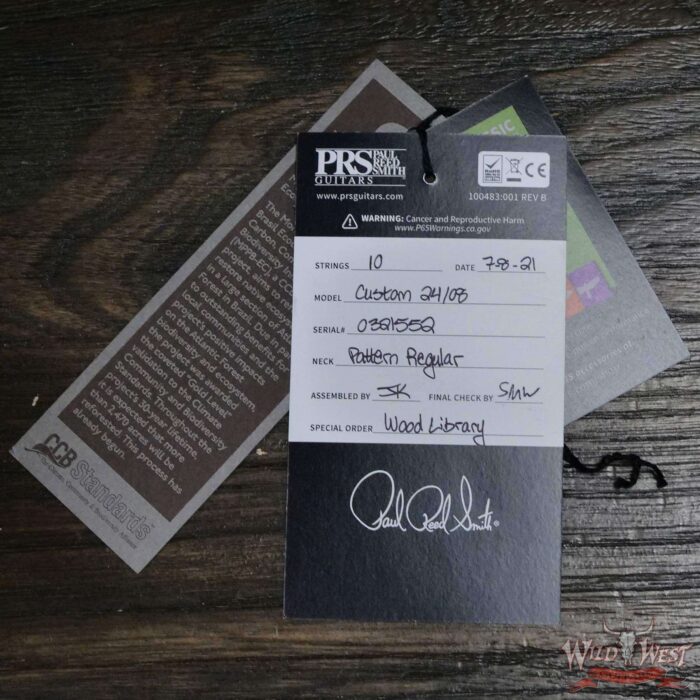 Paul Reed Smith Wood Library 10 Top Custom 24-08 1-Piece Quilt Top Roasted Flame Maple Neck Brazilian Rosewood Board Violet Blue Burst - Image 12