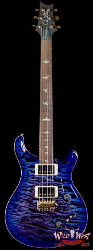 Paul Reed Smith Wood Library 10 Top Custom 24-08 1-Piece Quilt Top Roasted Flame Maple Neck Brazilian Rosewood Board Violet Blue Burst