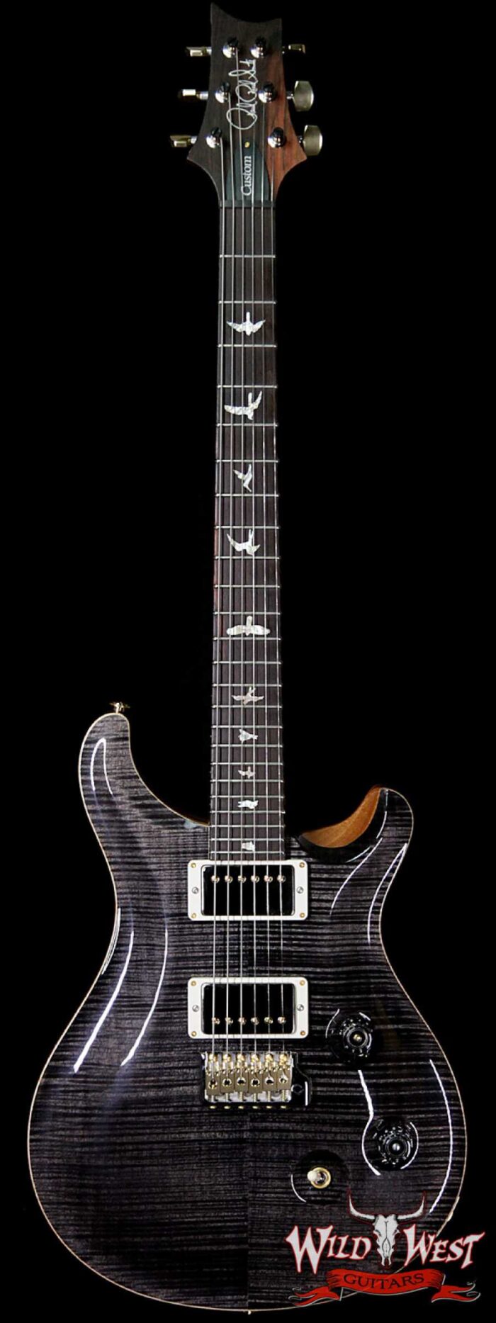 PRS Wood Library 10 Top Custom 24 Fatback Flame Maple Top Brazilian Rosewood Fingerboard Grey Black - Image 1