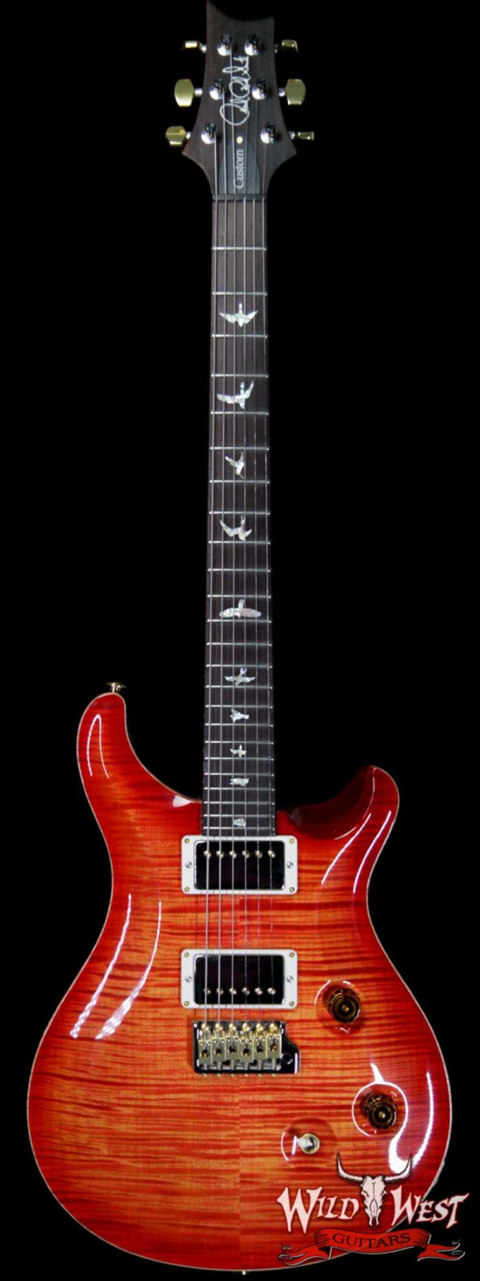PRS Wood Library 10 Top Custom 24 Fatback Flame Maple Top Brazilian Rosewood Fingerboard Blood Orange - Image 1