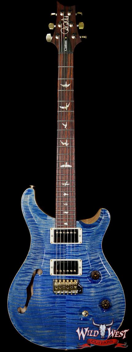 PRS Wood Library 10 Top Custom 24 Semi Hollow Flame Maple Top & Neck Cocobolo Baord Faded Blue Jean