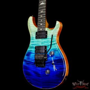 Paul Reed Smith PRS Wood Library 10 Top Custom 24 Floyd Rose Ebony Fingerboard Roasted Flame Maple Neck Blue Fade - Image 2