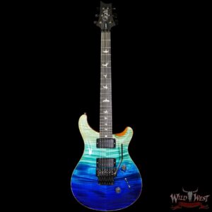 Paul Reed Smith PRS Wood Library 10 Top Custom 24 Floyd Rose Ebony Fingerboard Roasted Flame Maple Neck Blue Fade - Image 3