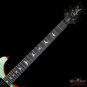 Paul Reed Smith PRS Wood Library 10 Top Custom 24 Floyd Rose Ebony Fingerboard Roasted Flame Maple Neck Blue Fade - Image 4