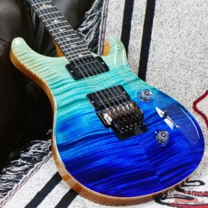 Paul Reed Smith PRS Wood Library 10 Top Custom 24 Floyd Rose Ebony Fingerboard Roasted Flame Maple Neck Blue Fade - Image 8