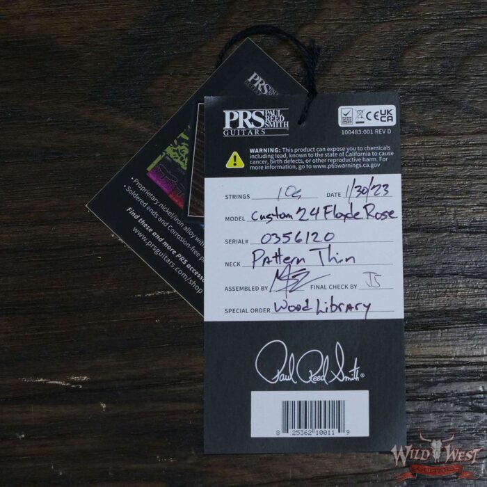Paul Reed Smith PRS Wood Library 10 Top Custom 24 Floyd Rose Ebony Fingerboard Roasted Flame Maple Neck Blue Fade - Image 12
