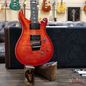 PRS Wood Library 10 Top Custom 24 Floyd Rose Ebony Fingerboard AAA Flame Maple Neck Blood Orange - Image 8