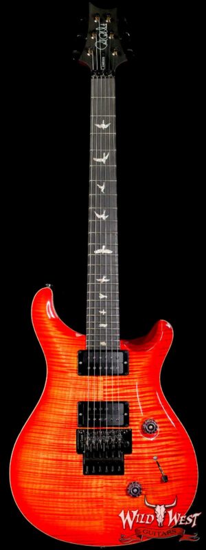 PRS Wood Library 10 Top Custom 24 Floyd Rose Ebony Fingerboard AAA Flame Maple Neck Blood Orange