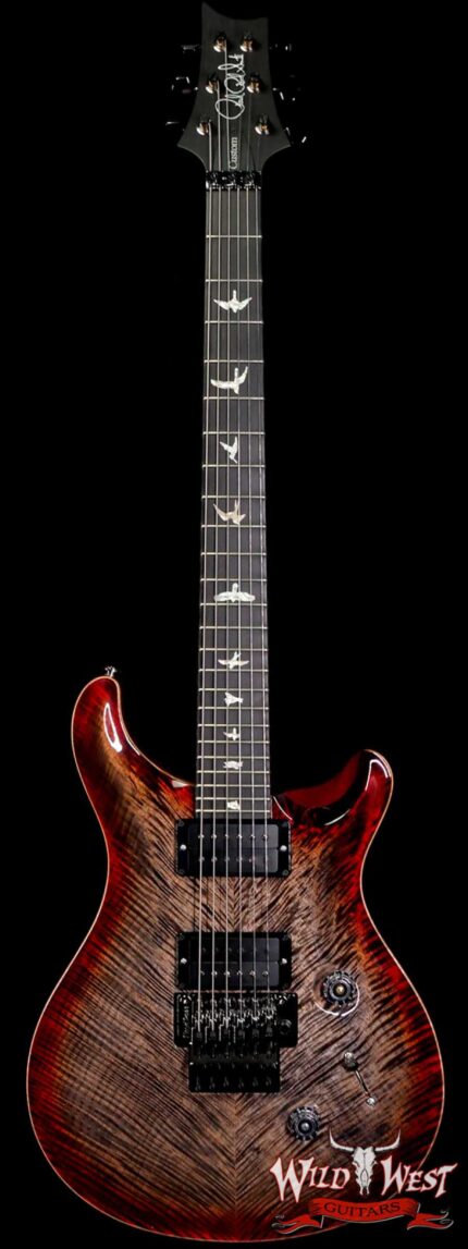 PRS Wood Library 10 Top Custom 24 Floyd Rose Roasted Flame Maple Neck Charcoal Cherry Burst