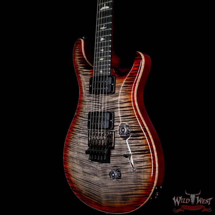 PRS Wood Library 10 Top Custom 24 Floyd Rose Ebony Fingerboard AAA Flame Maple Neck Charcoal Cherry Burst - Image 2
