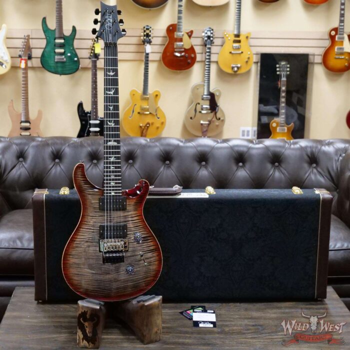 PRS Wood Library 10 Top Custom 24 Floyd Rose Ebony Fingerboard AAA Flame Maple Neck Charcoal Cherry Burst - Image 6