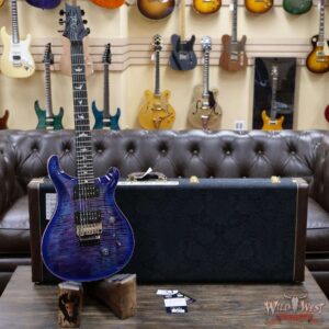 PRS Wood Library 10 Top Custom 24 Floyd Rose Ebony Fingerboard AAA Flame Maple Neck Violet Blue Burst - Image 6