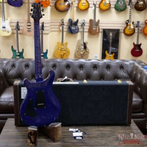 PRS Wood Library 10 Top Custom 24 Floyd Rose Ebony Fingerboard AAA Flame Maple Neck Violet Blue Burst - Image 9