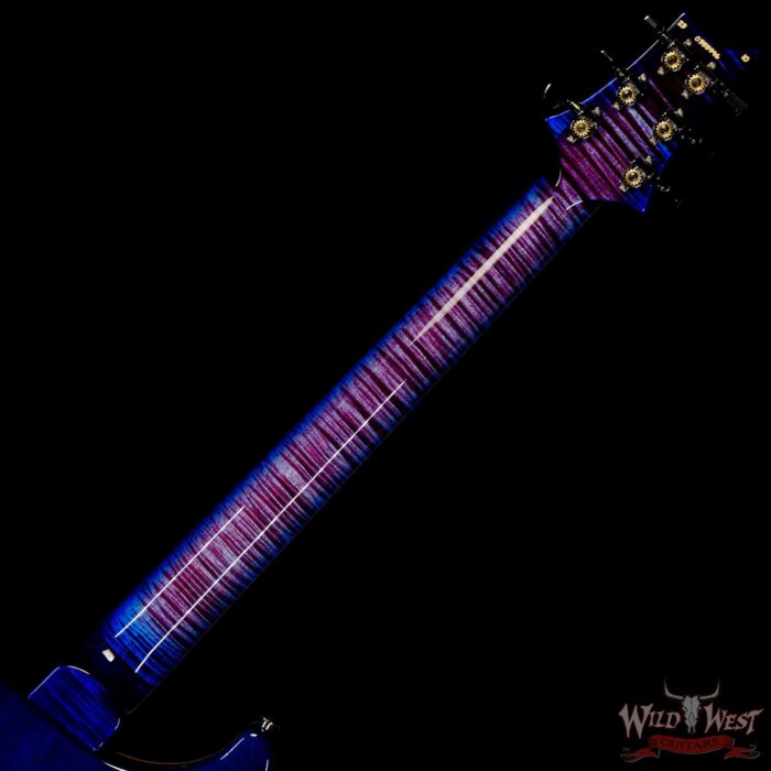 Paul Reed Smith PRS Wood Library 10 Top Custom 24 Floyd Rose Ebony Fingerboard Stained Flame Maple Neck Violet Blue Burst - Image 5