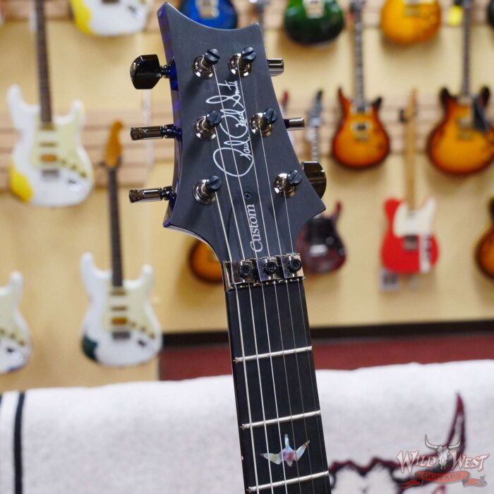 Paul Reed Smith PRS Wood Library 10 Top Custom 24 Floyd Rose Ebony Fingerboard Stained Flame Maple Neck Violet Blue Burst - Image 7